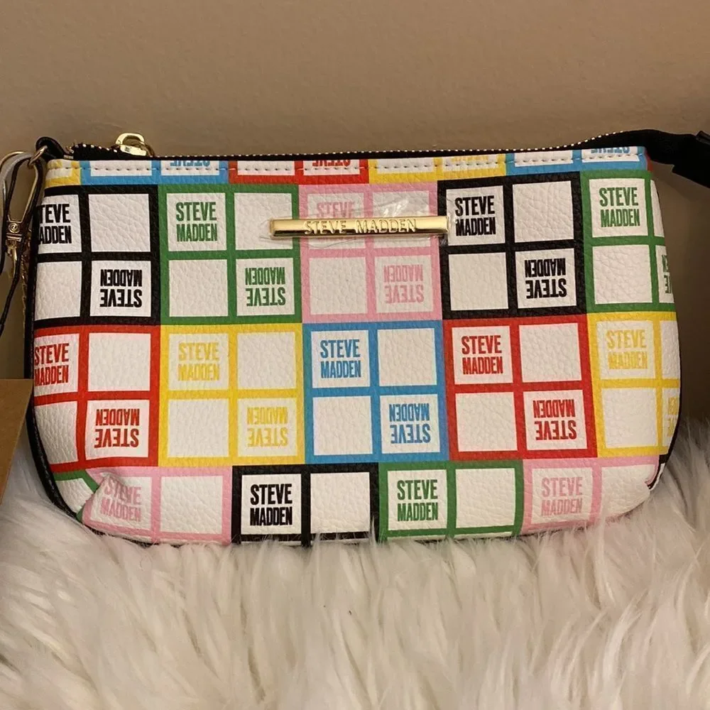 NWT Steve  Madden Bjordan White Floral Logo Backpack - w/ Matching Wristlet